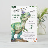 ３さいの　Ｔ．ＲＥＸ恐竜の誕生日パーティーへようこそ 招待状 (スタンド正面)