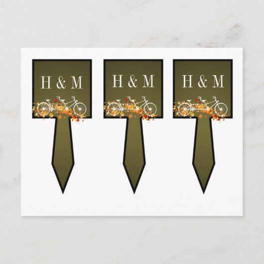 3つのカップケーキピック ワイムシカル ブラウン オータム ダブル バイク ポストカード (正面)