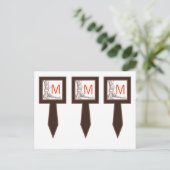 3つのカップケーキピック 秋の木 初期の彫刻 紅葉 ポストカード (スタンド正面)