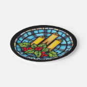 ３つのキャンドルとホーリー　クリスマス　ステンドグラス ペーパープレート (アングル)