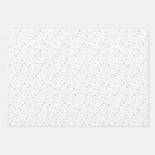 ３つのミニスタとハート ミューテッド ピンク＆ターコイズ ラッピングペーパーシート (正面3)