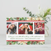 3つの写真 水彩画の植物のクリスマスカード シーズンカード (スタンド正面)