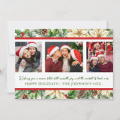 ３つの写真 水彩画の植物学的なクリスマスカード シーズンカード (正面)