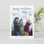 3つの写真 縦 ブラック タイポグラフィー ハッピー シーズンカード (スタンド正面)