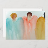 ３人の天使、人物、または女性の水彩画 招待状 (正面/裏面)