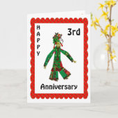 ３周年おめでとう カード (黄色い花)