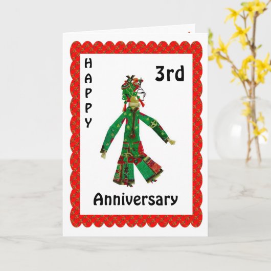 ３周年おめでとう カード (黄色い花)