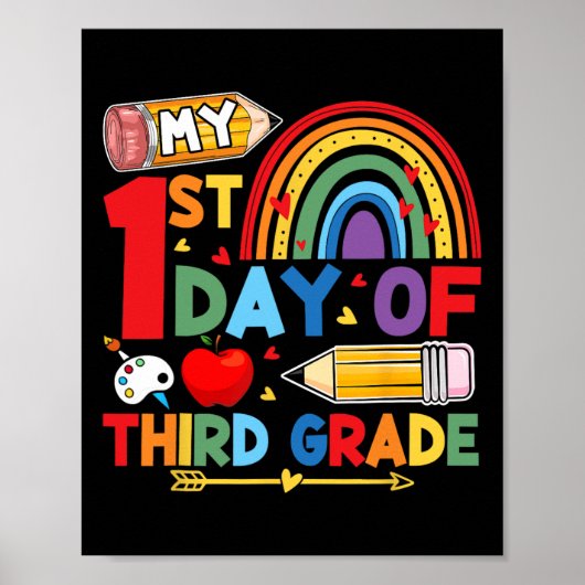３年生の初めての登校日 レインボー ポスター (正面)