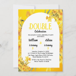 ３月生まれ  ダフディル  ダブル  セレブレーション  バースデー 招待状