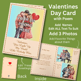 ３枚の写真を、あなたは私の世界を輝かせる、バレンタイン カード