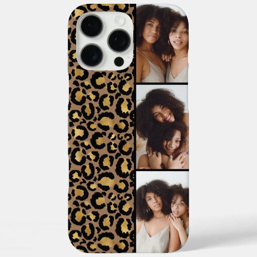 ３枚　ブラウン　アンド　ゴールド　ヒョウ柄 Case-Mate iPhoneケース (裏面)
