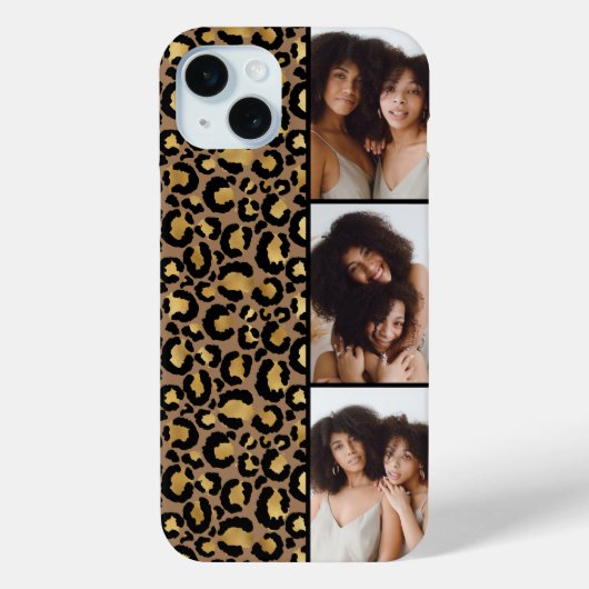 ３枚　ブラウン　アンド　ゴールド　ヒョウ柄 Case-Mate iPhoneケース (裏面)