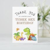 ３歳のレックスキッズ恐竜の誕生日パーティー サンキューカード (スタンド正面)