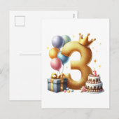 ３歳の誕生日おめでとう シーズンポストカード (正面/裏面)