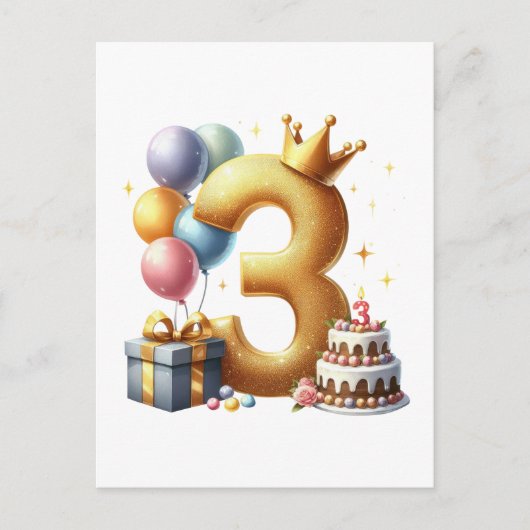３歳の誕生日おめでとう シーズンポストカード (正面)
