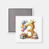 ３歳の誕生日おめでとう マグネット (正面/裏面)