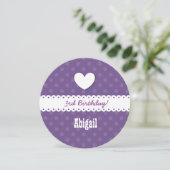 ３歳の誕生日 女の子 ハートとレースのリボン B01B 招待状 (スタンド正面)