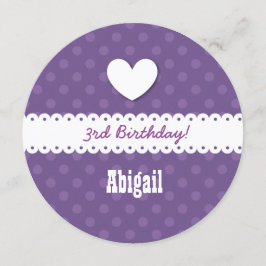 ３歳の誕生日 女の子 ハートとレースのリボン B01B 招待状