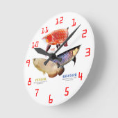 ３種類のアジアアロワナの壁掛け時計 ラウンド壁時計 (傾斜)