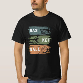 3色を使ったクールなバスケットボールデザイン Tシャツ
