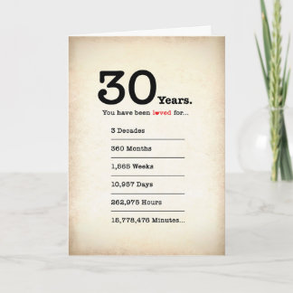 ３０年間　愛されてきたんだよ、お誕生日おめでとう カード