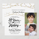30歳の誕生日 レトロ 何年もかかって 輝く年月 招待状 (正面/裏面)