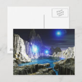 ３Ｄアート　青い月 ポストカード (正面/裏面)