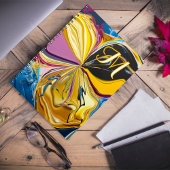 3Dパープルゴールドフラワー モノグラム 液状の抽象的なデザイン ノートブック