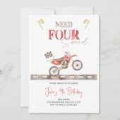 ４つのスピードを駆使するダートバイクの誕生日パーティーへの招待状が必要だ 招待状 (正面)