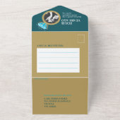 ４周年記念のディナーのプレゼントに、ブルートパーズの指輪をくれたのね オールインワン招待状 (外側)