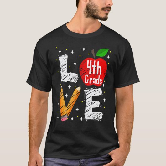 4年生を愛する アップル先生 新学期の準備 Tシャツ (正面)