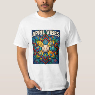 4月のバイブス ステンドグラスマンダラ:スプリングのモザイク Tシャツ