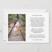 4枚の写真が示す 縮小された結婚式 新年の計画変更 シーズンカード (裏面)