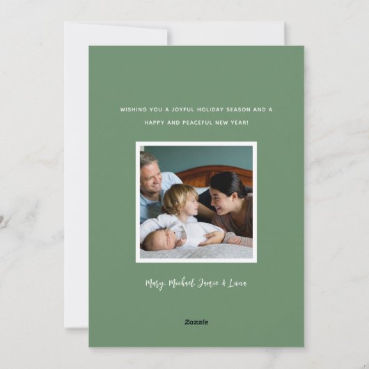 4枚の写真をコラージュした、エレガントなクリスマス 水彩 ホリー シーズンカード (裏面)