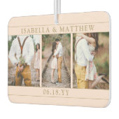 ４枚の写真を使ったウェディング コラージュ ブッシュピンク＆ゴールド ハート カーエアーフレッシュナー (左)