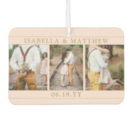 ４枚の写真を使ったウェディング コラージュ ブッシュピンク＆ゴールド ハート カーエアーフレッシュナー