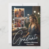 4枚の写真 卒業写真 卒業のお知らせ 招待状 (正面)