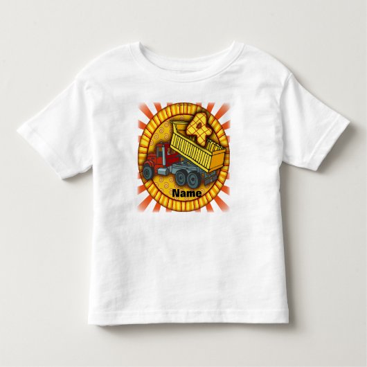4歳の誕生日ダンプトラック 誕生日Tシャツ トドラーTシャツ (正面)