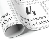 4歳の誕生日:アールデコ調のスタイルの「4」+お名前 ラッピングペーパー (ロールコーナー)