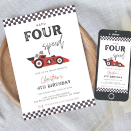 ４歳の誕生日　スピードバースデー招待状テンプレート４つ 招待状