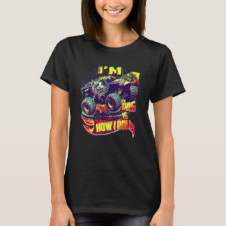 ４歳の誕生日 モンスタートラック 男の子 4歳児用 Tシャツ