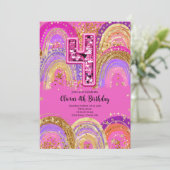 ４歳の誕生日　女の子の招待状 招待状 (スタンド正面)