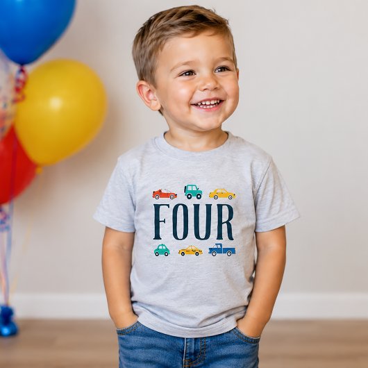 ４歳の誕生日・運輸Tシャツ トドラーTシャツ