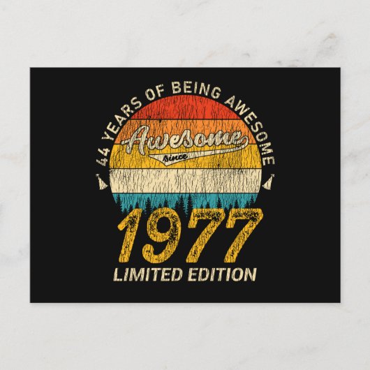 48才 1977 レトロ かっこいい 48才の誕生日 プレゼント ポストカード (正面)