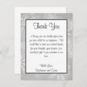 ４ｘ５ フラット ありがとうカード 灰色の雪の結晶 招待状 (正面/裏面)