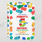 ５ブロックの招待状、ブロックの誕生日 招待状 (正面/裏面)