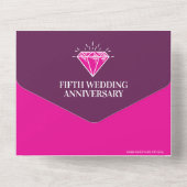 ５周年結婚記念日パーティー ピンクツアーマリン宝石 オールインワン招待状 (裏面)