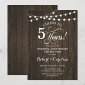 ５周年結婚記念日 - ラスティックウッド 招待状 (正面/裏面)
