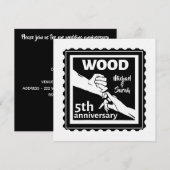 ５周年結婚記念日　手をつないで　木 招待状 (正面/裏面)