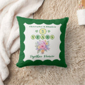 ５周年 ネーム ゲルバー 花 緑 クッション (ブランケット)